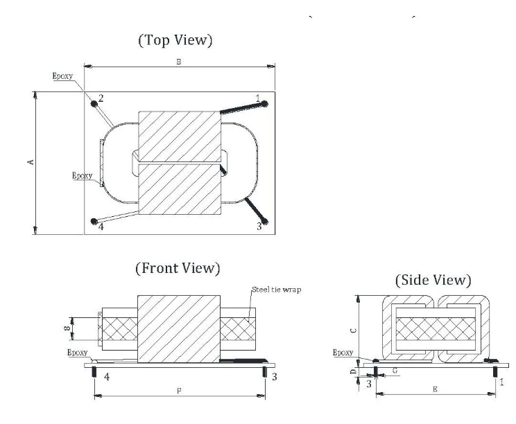 PFC Inductor 5.1mH Dimension Diagram